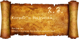 Korpás Hajnalka névjegykártya